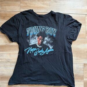 YoungBoy Never Broke Again Graphic Tee - Black with Teal Accents